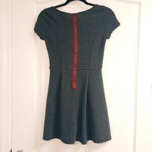 Rewind Gray Black Striped Ribbed Dress Zipper